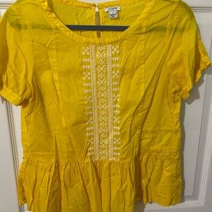J.Crew Lemon embroidered tie sleeve top